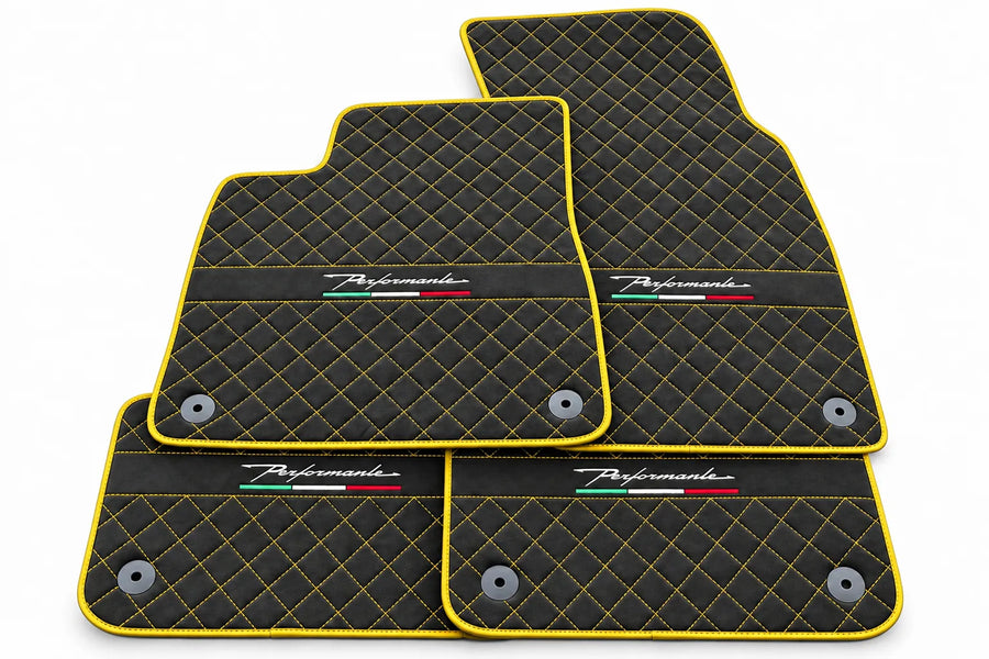 Alfombrillas de coche para Lamborghini Urus Performante con trim de Alcántara en amarillo