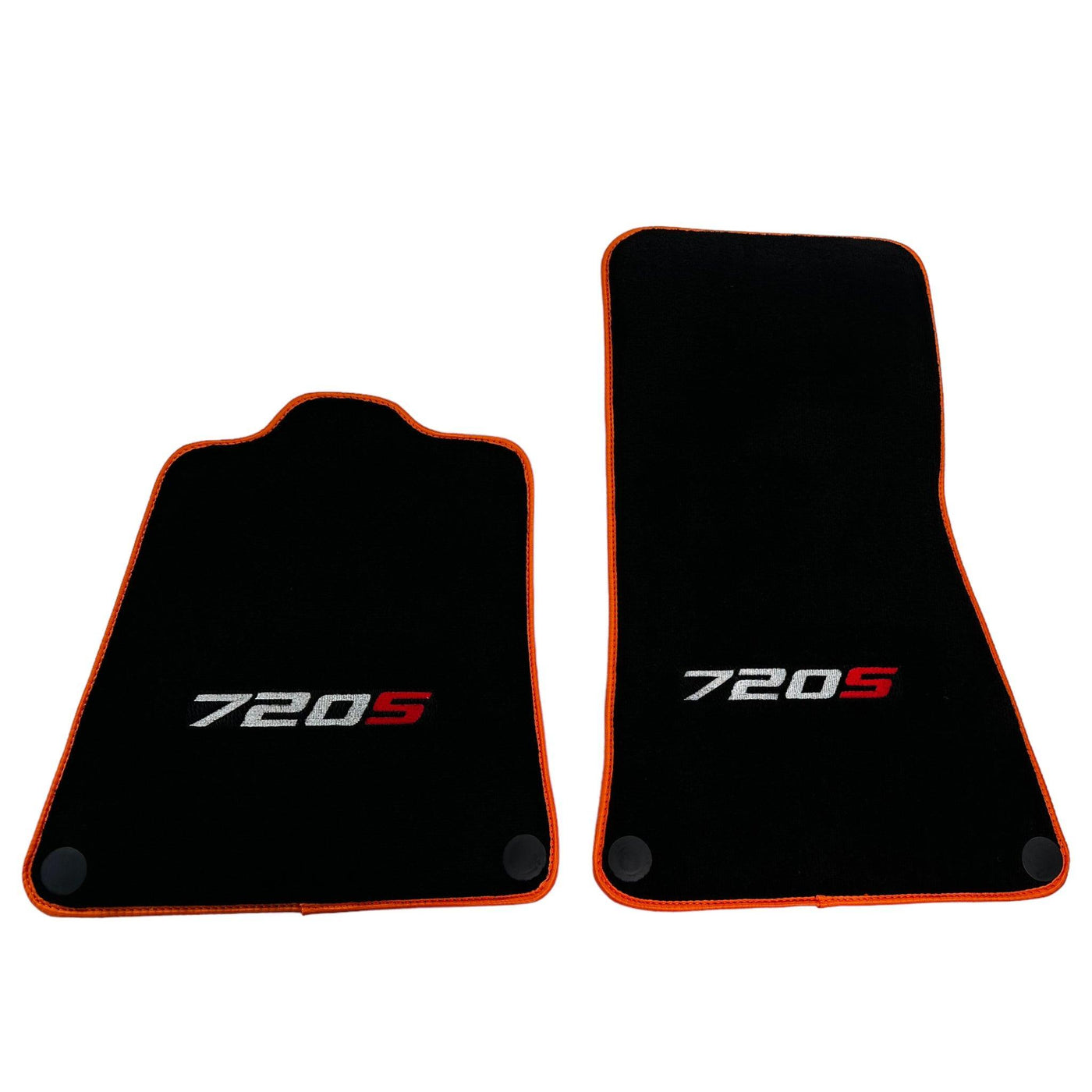 Floor Mats For McLaren 720S Black Tailored With Orange Trim - AutoWin