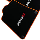 Floor Mats For McLaren 720S Black Tailored With Orange Trim - AutoWin