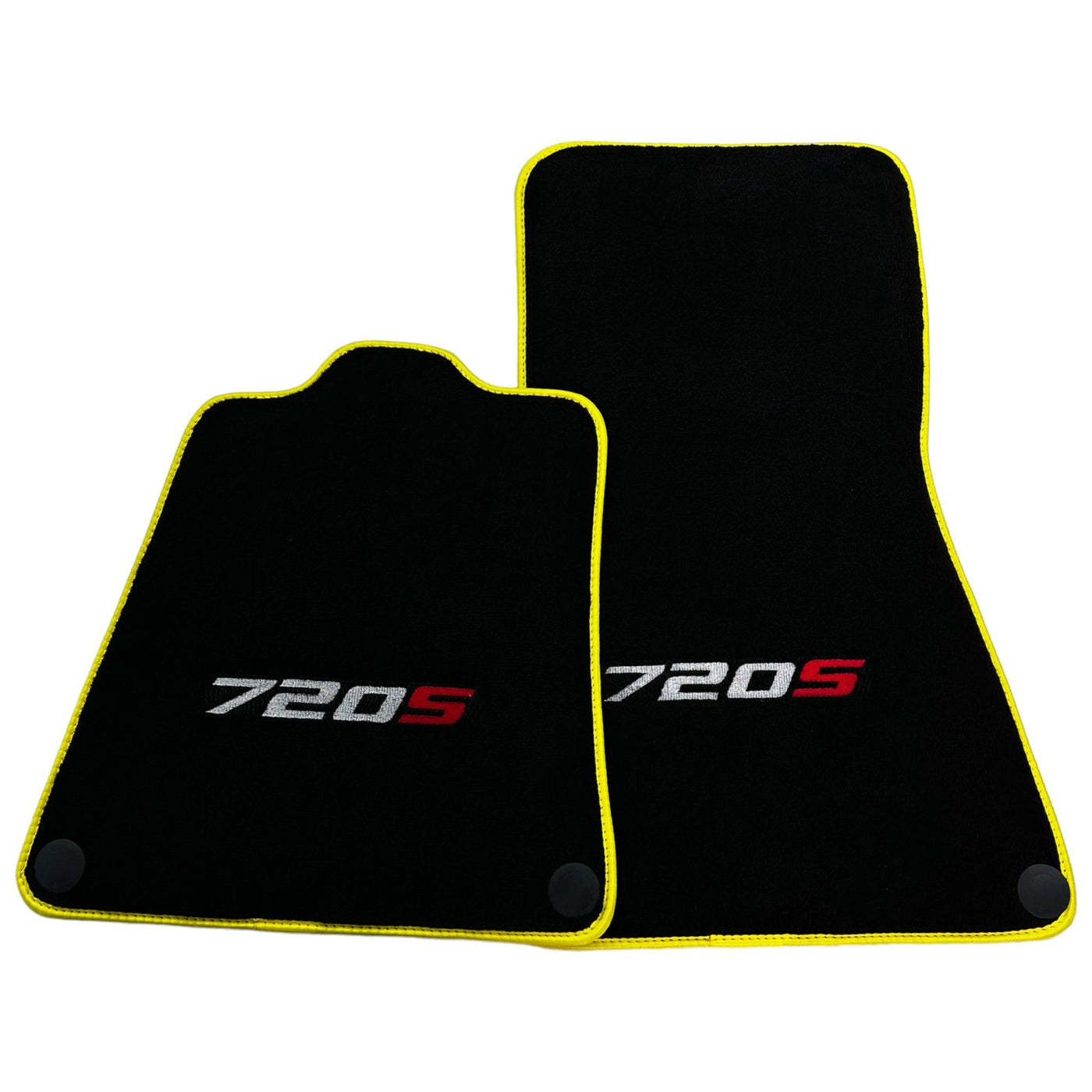 Floor Mats For McLaren 720S Black Tailored With Yellow Trim - AutoWin