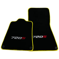 Floor Mats For McLaren 720S Black Tailored With Yellow Trim - AutoWin