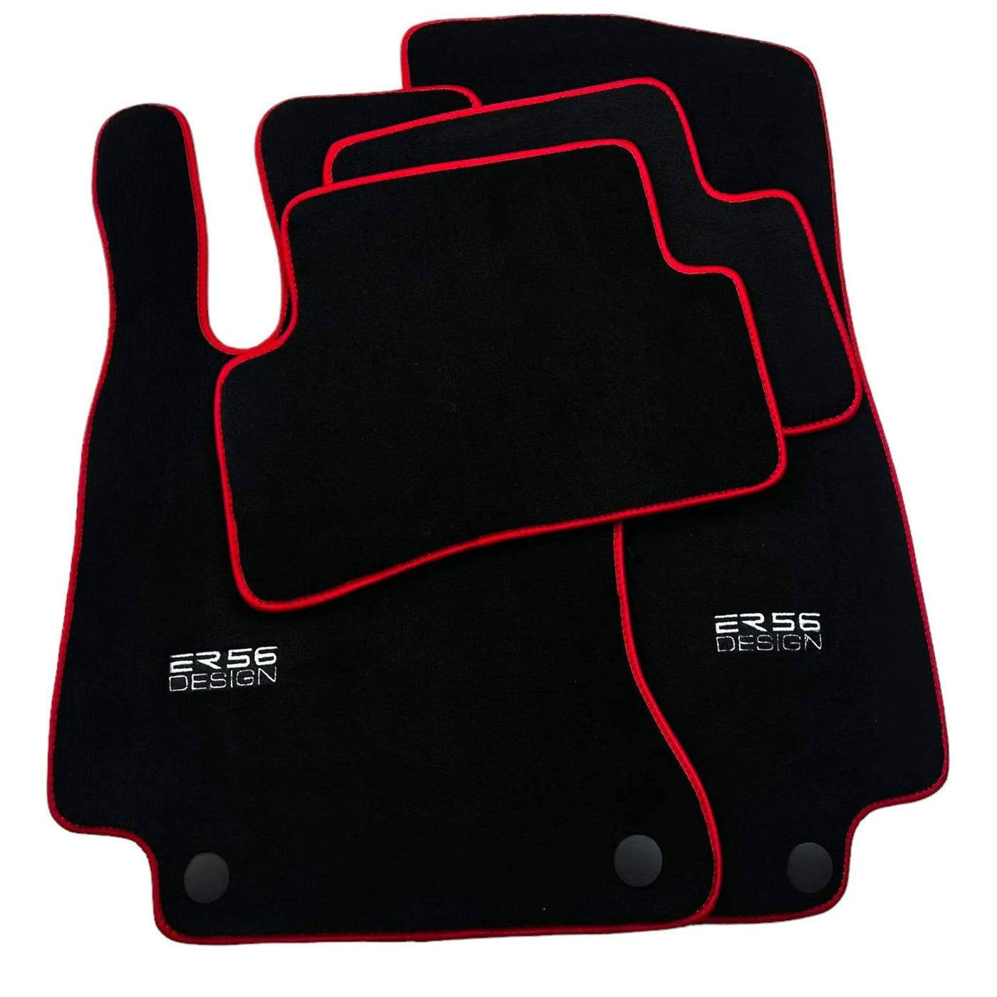 Floor Mats For Mercedes-Benz C Class W205 2014-2021 ER56 Design with Red Trim - AutoWin