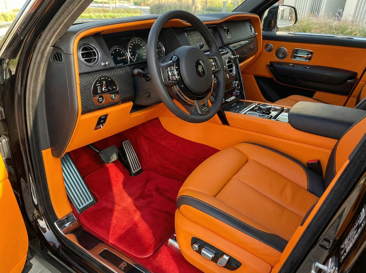 Interior look of floor mats for Floor Mats For Rolls Royce Cullinan Rr31 2018-2025 Red
