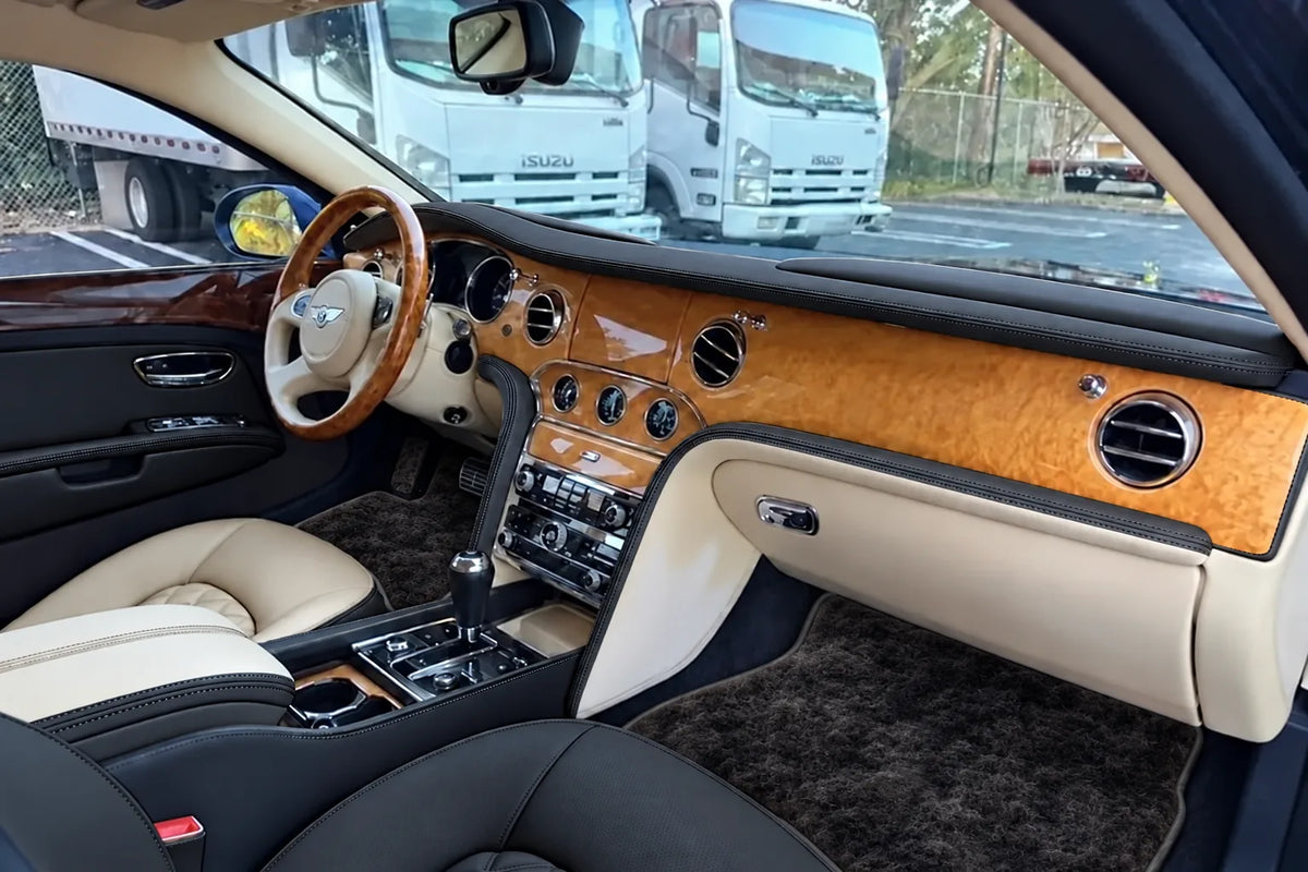 Customizable Black Floor Mats for Bentley Mulsanne (2010-2020) with Leather