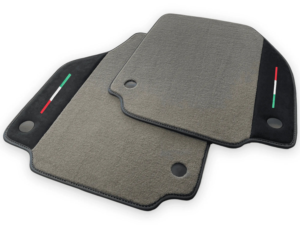 Gray Floor Mats For Ferrari 488 GTB 2015-2022 Carpets With Alcantara Leather