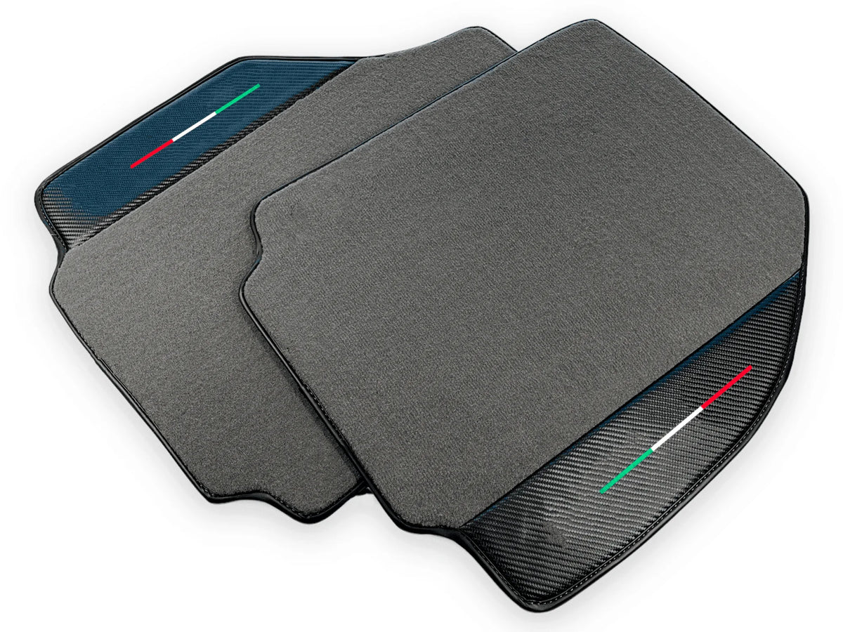 Gray Floor Mats For Ferrari 488 GTB (2016-2022) With Carbon Fiber Leather