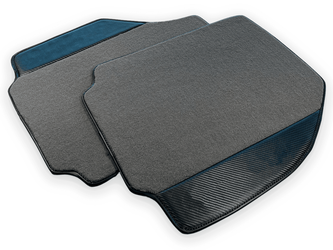 Gray Floor Mats For Ferrari 488 GTB (2016-2022) With Carbon Fiber Leather