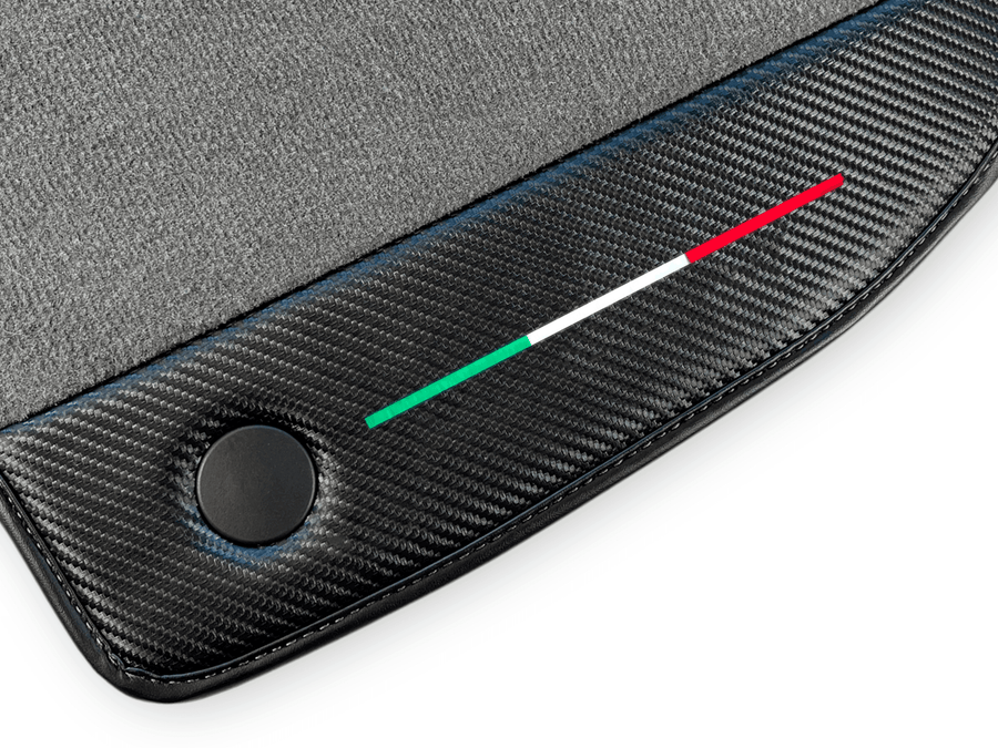 Gray Floor Mats For Ferrari F8 Tributo 2019-2022 With Carbon Leather - AutoWin