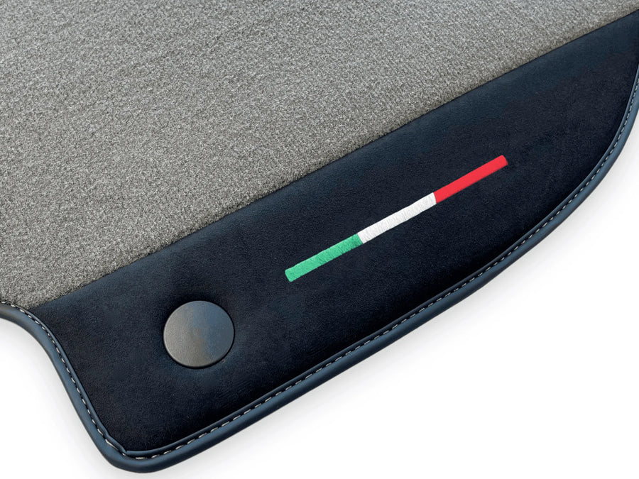 Gray Floor Mats For Ferrari 488 Spider (2016-2022) Carpets With Alcantara Leather | Italian Flag - AutoWin
