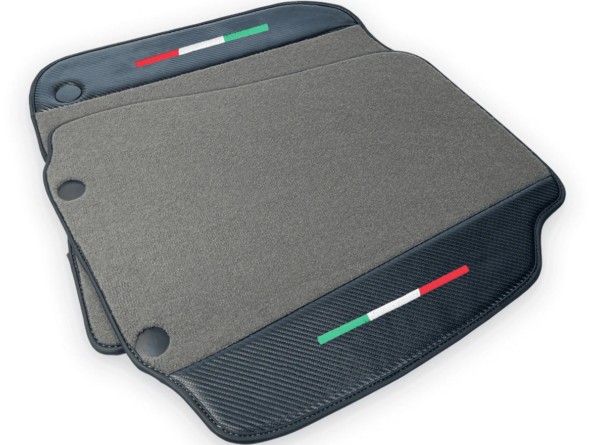 Gray Floor Mats For Ferrari 812 GTS (2019-2023) With Carbon Fiber Leather