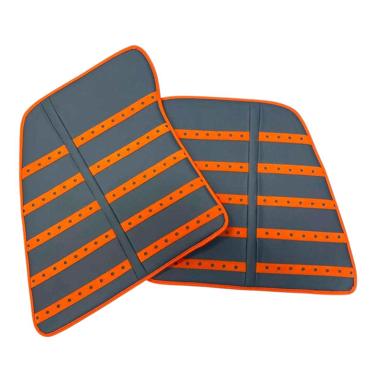 Gray Leather Floor Mats with Orange Daytona Design for Ferrari SF90 Stradale (2019-2024)