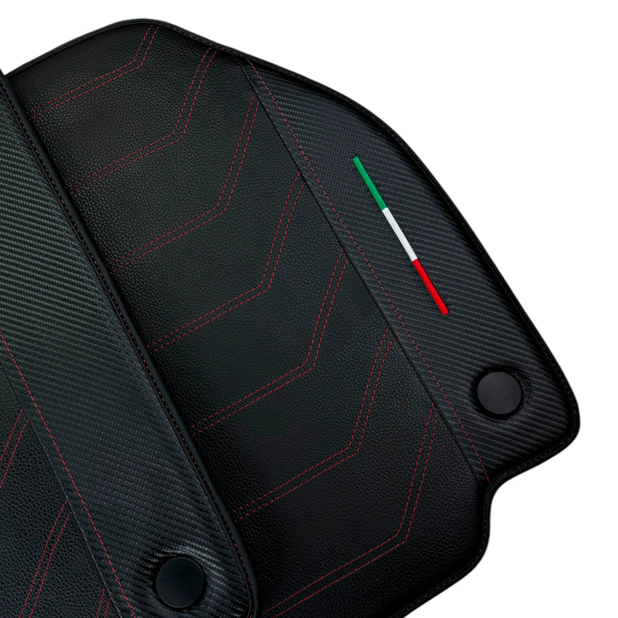 Leather Floor Mats For Ferrari 458 GT2 2012-2015 With Carbon Fiber | Italian Edition