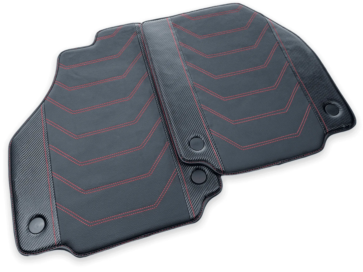 Leather Floor Mats for Ferrari 488 GTB (2016-2022) with Carbon Fiber