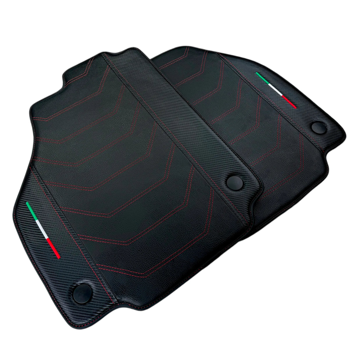 Leather Floor Mats For Ferrari 488 GTB (2016-2022) With Carbon Fiber | Italian Edition