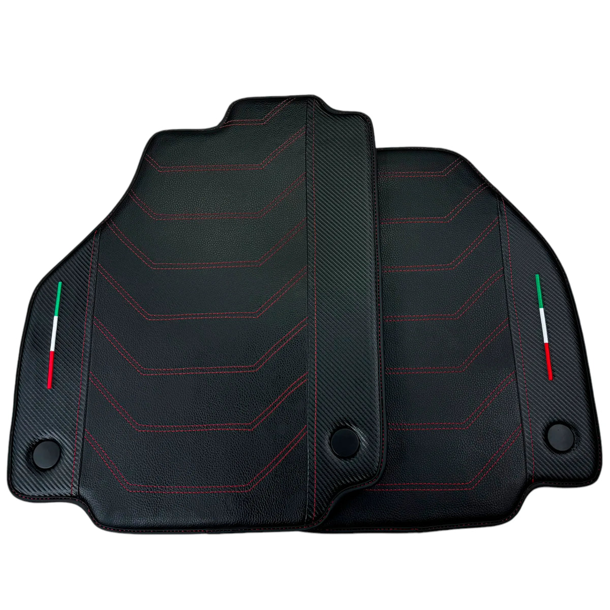 Leather Floor Mats For Ferrari 488 GTB (2016-2022) With Carbon Fiber | Italian Edition
