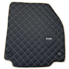 Leather Floor Mats for Ferrari 488 Spider 2015-2022 with White Sewing ER56 Design | Beige Trim - AutoWin