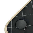 Leather Floor Mats for Ferrari 488 Spider 2015-2022 with White Sewing ER56 Design | Beige Trim - AutoWin