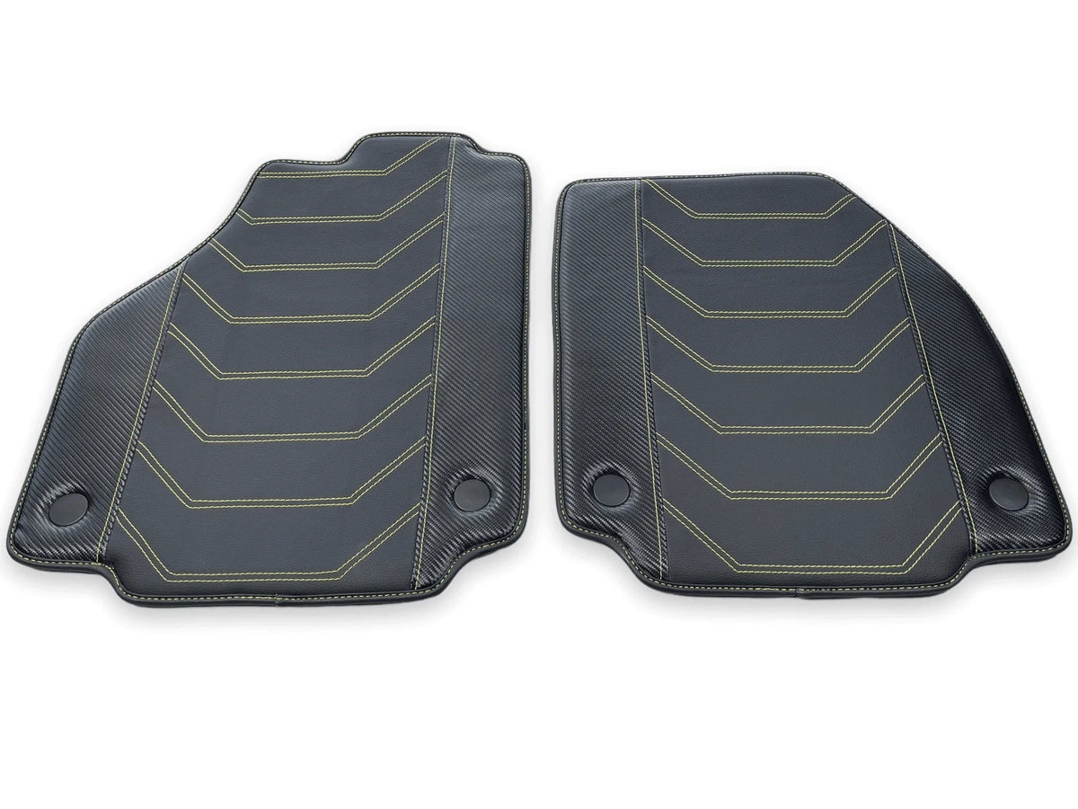 Leather Floor Mats For Ferrari 488 Spider 2016-2022 Yellow Sewing - AutoWin