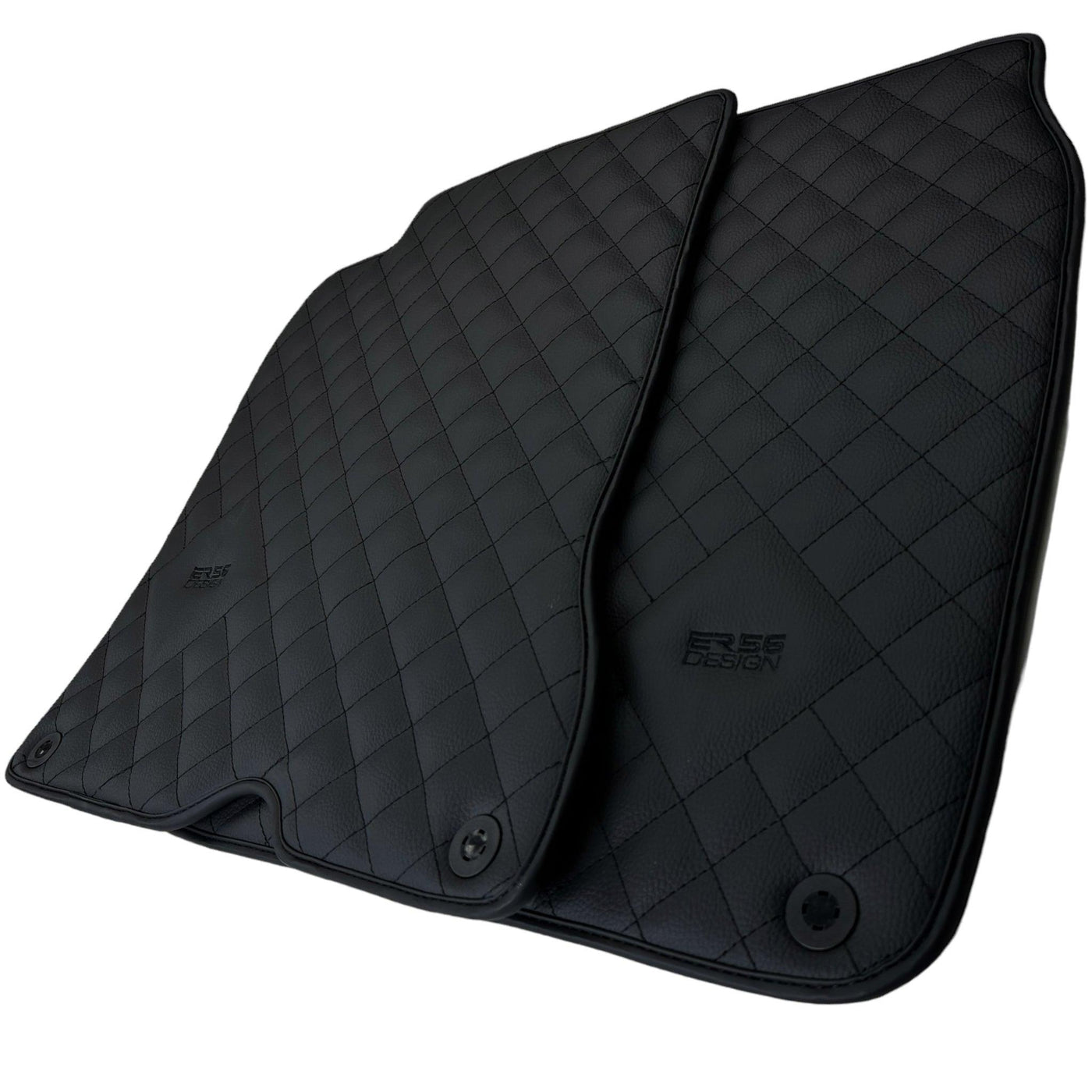 Leather Floor Mats for Ferrari California T (2015-2018) Black Sewing ER56 Design - AutoWin