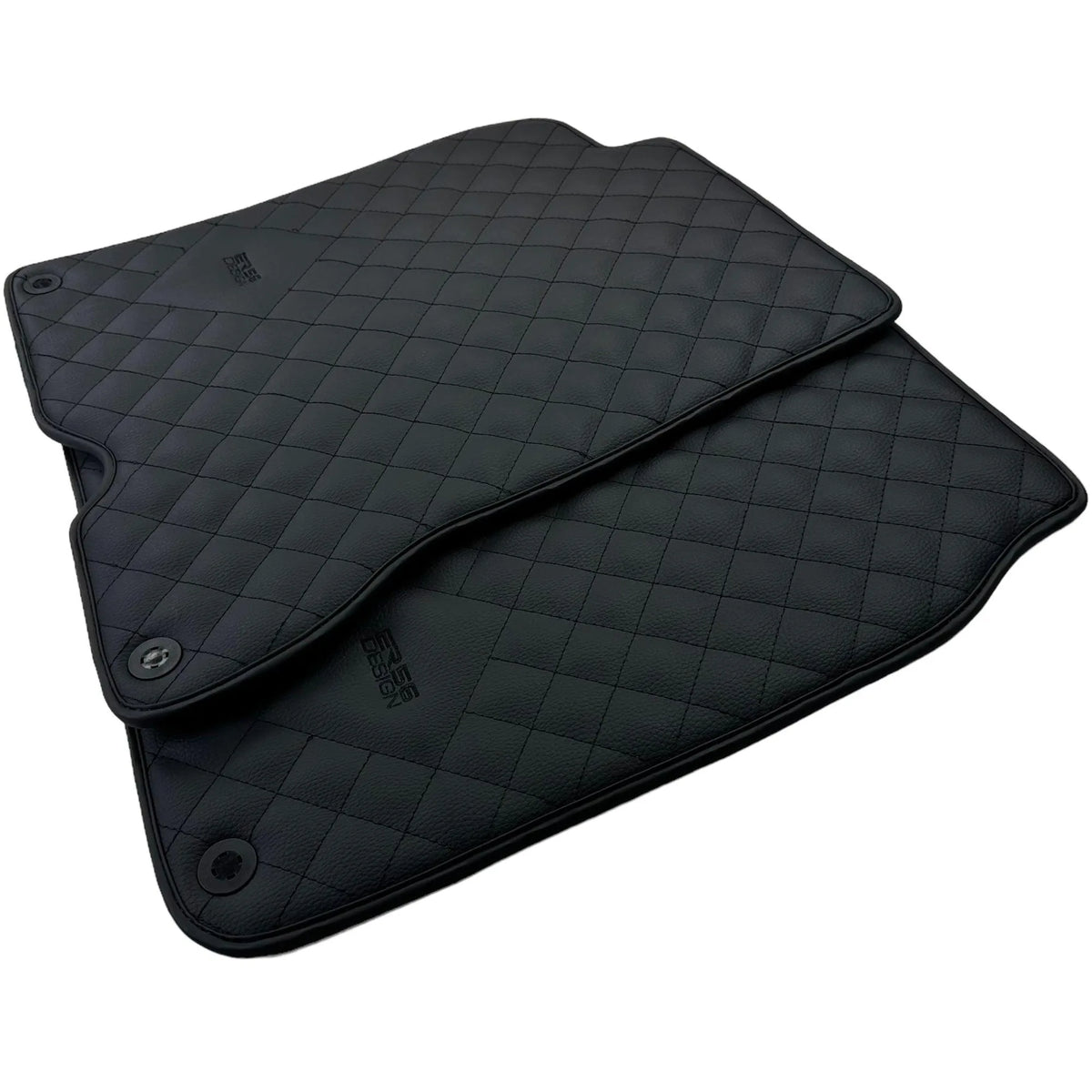 Leather Floor Mats for Ferrari California T (2015-2018) Black Sewing ER56 Design - AutoWin