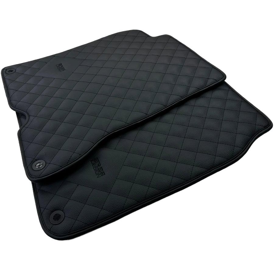 Leather Floor Mats for Ferrari California T (2015-2018) Black Sewing ER56 Design - AutoWin
