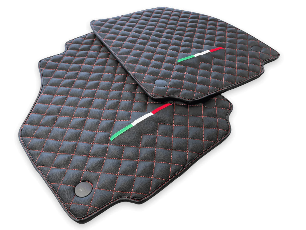 Leather Floor Mats For Ferrari F8 Tributo (2019-2023) Italian Edition - AutoWin