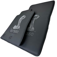 Leather Floor Mats for Ford Mustang GT350 Shelby (2015-2021) with Cobra Sewing - AutoWin