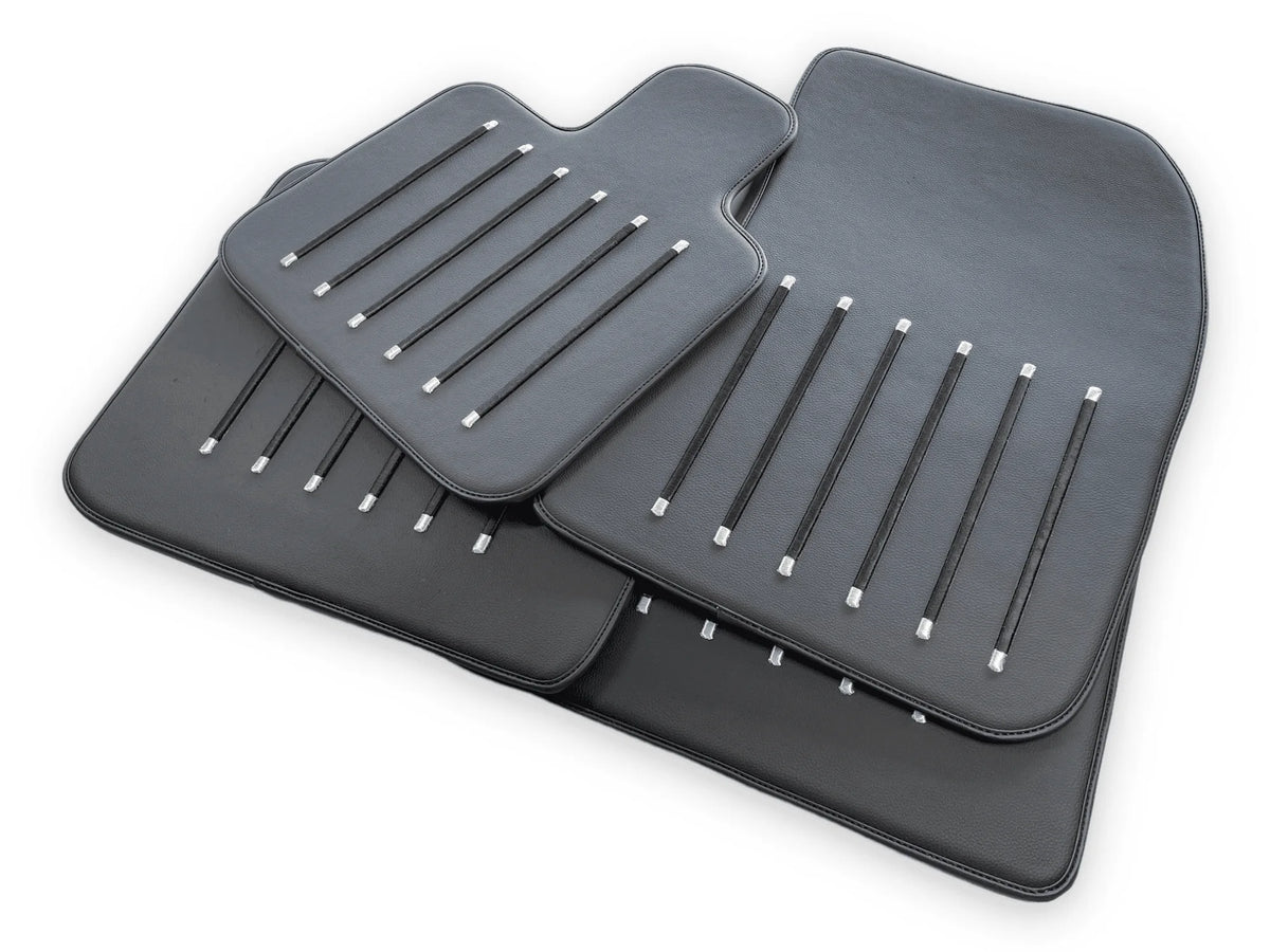 Leather Floor Mats For Rolls Royce Black Badge Ghost Series II (2021-2024) Black - AutoWin