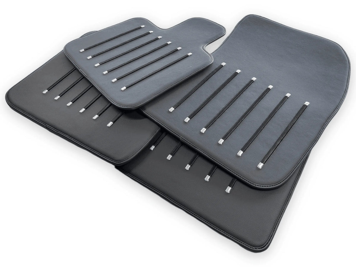 Leather Floor Mats For Rolls Royce Black Badge Ghost Series II (2021-2024) Black - AutoWin