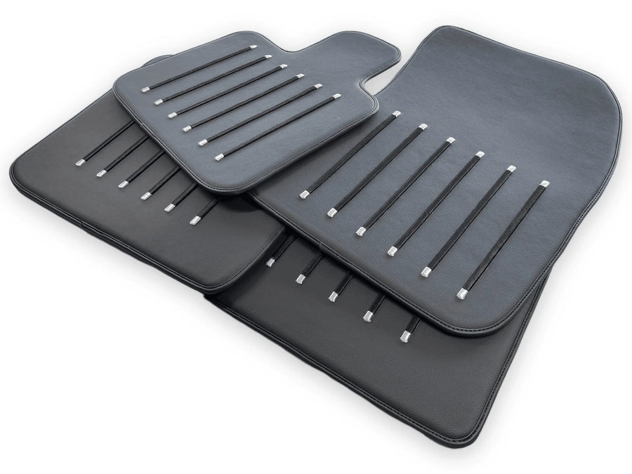 Leather Floor Mats For Rolls Royce Black Badge Ghost Series II (2021-2024) Black - AutoWin