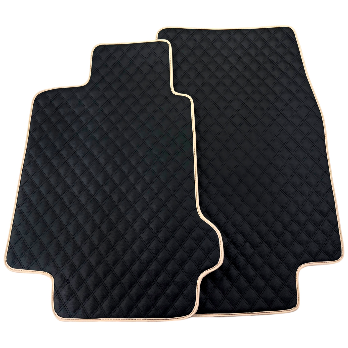 Black Stitched Leather Floor Mats for Maserati GranTurismo (2007-2019) | Beige Trim