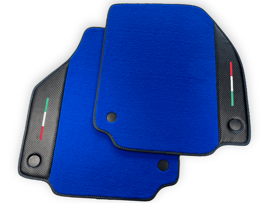 Blue Floor Mats For Ferrari 488 Gtb 2016-2022 Carpets With Carbon Fiber Leather - AutoWin