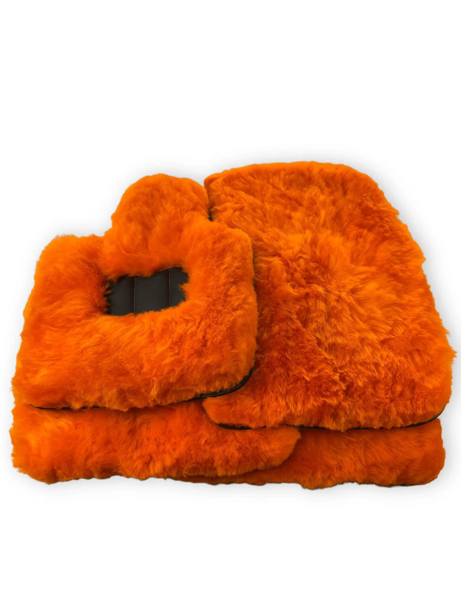 Orange Sheepskin Floor Mats For Bentley Bentayga Er56 Design Brand - AutoWin