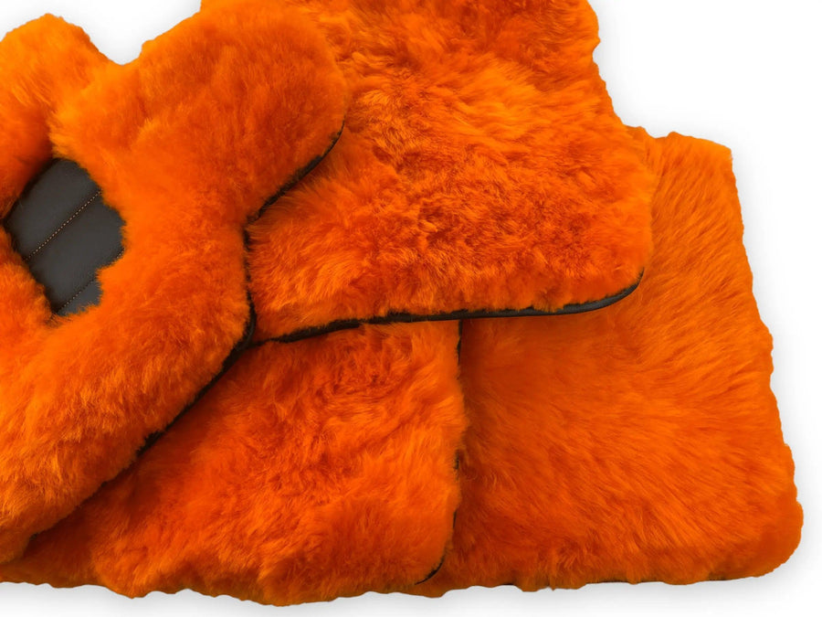 Orange Sheepskin Floor Mats For Bentley Flying Spur (2005-2013) Er56 Design Brand - AutoWin