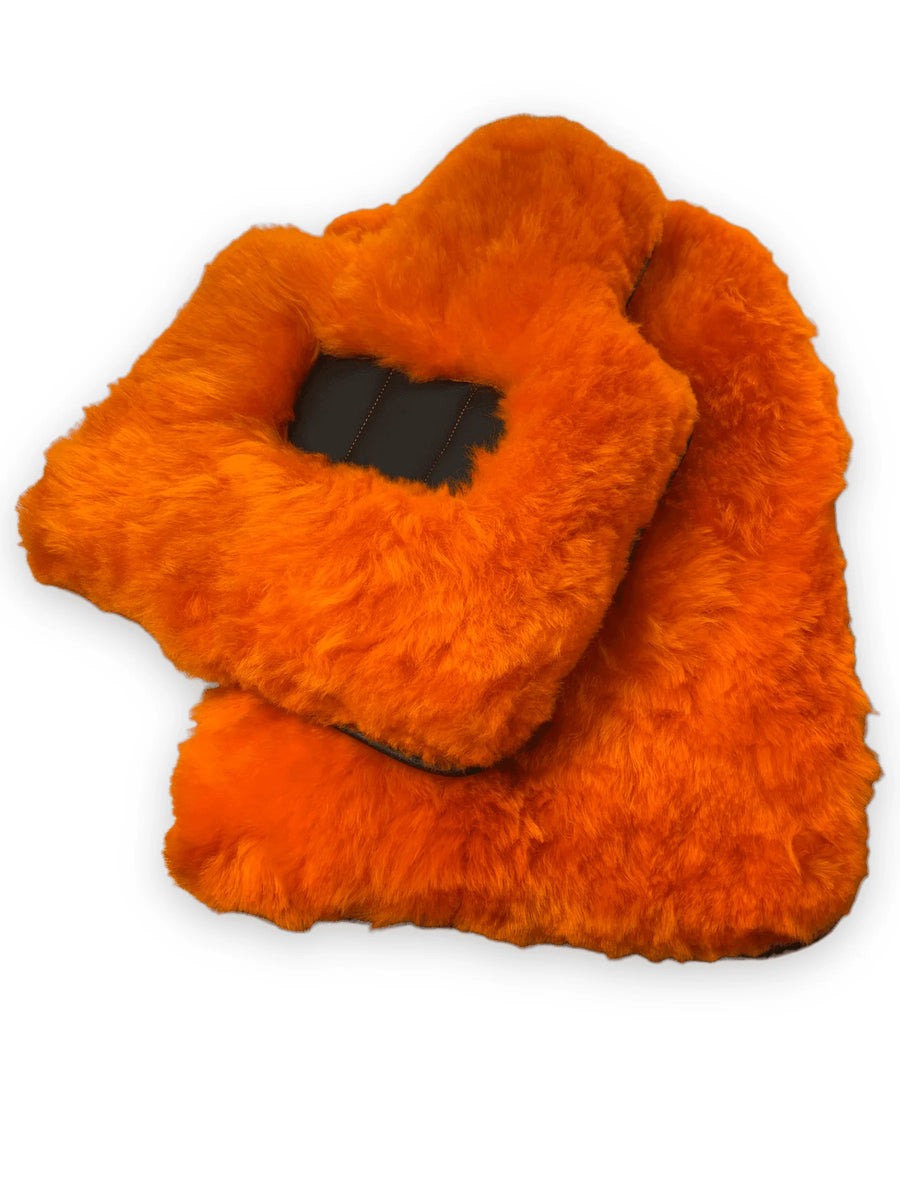 Orange Sheepskin Floor Mats For Rolls Royce Phantom VIII (2017-2024) ER56 Design Brand - AutoWin