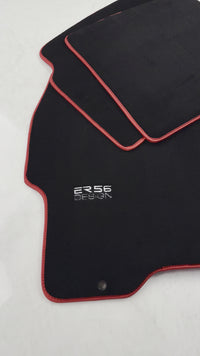 Tappetini auto neri per Honda Civic VI (1995-2000) Design ER56 con bordo rosso