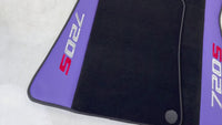 Tapis de voiture en cuir violet et noir pour McLaren 720S | Bord noir