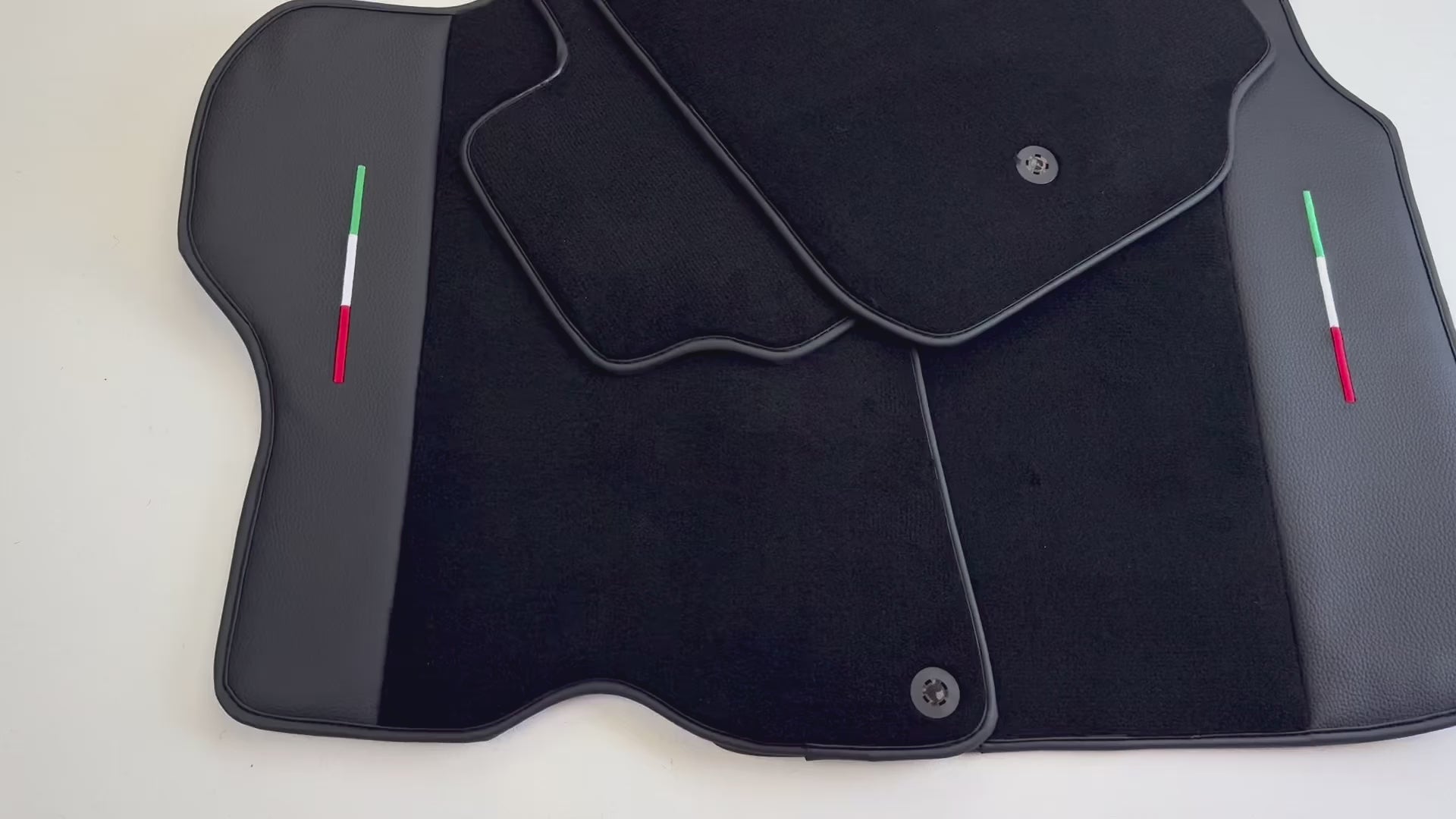 Black Floor Mats For Ferrari GTC4 Lusso (2016-2023) with Leather - AutoWin