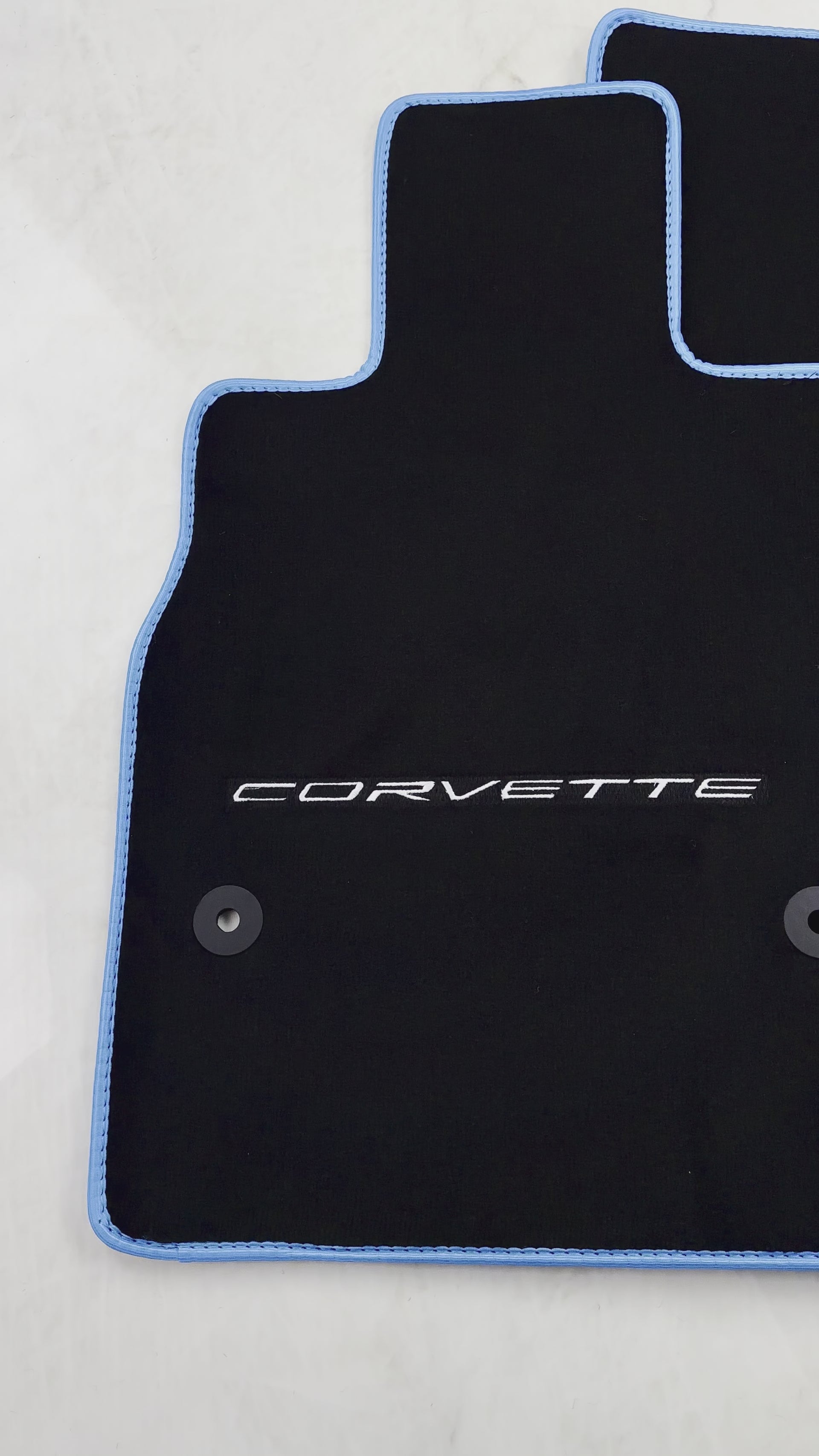 Alfombrillas negras para coches para Chevrolet Corvette C8 (2020-2024) con borde azul - AutoWin