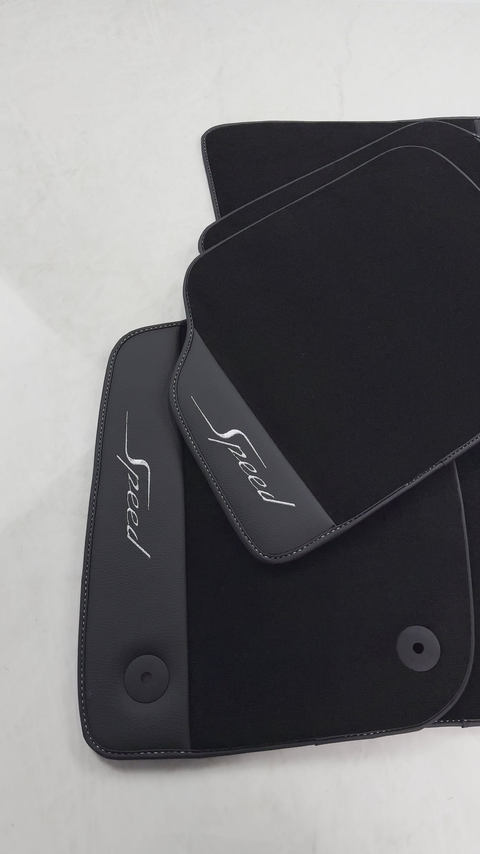 Tappetini per auto neri per Bentley Continental GT (2018–2023) Speed con pelle - AutoWin