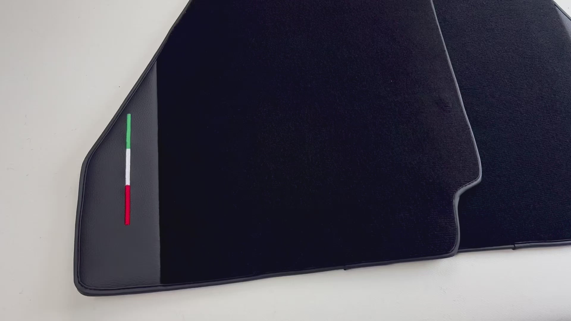 Black Floor Mats for Ferrari 328 GTB (1985-1989) with Leather Italian Edition - AutoWin.EU