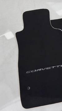 Tappeti neri per auto per Chevrolet Corvette C6 (2005-2013) con rifiniture beige