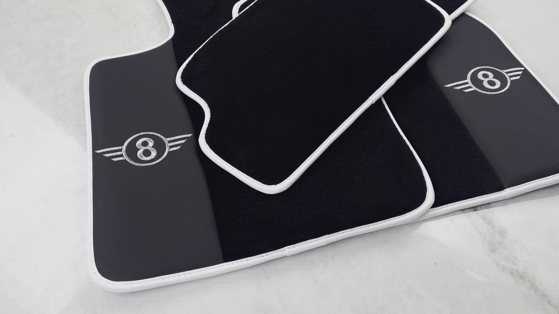 Tappetini per auto neri per Mini Cooper / One R56 (2007-2014) in pelle | Bordo bianco - AutoWin