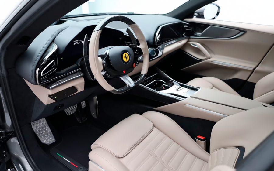 Tapis de voiture noirs pour Ferrari Purosangue avec cuir et