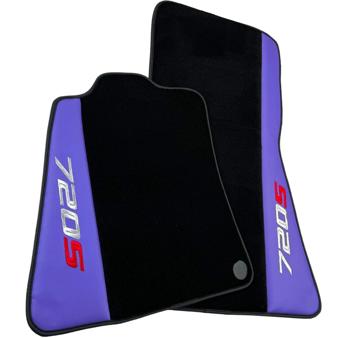 Purple Leather Black Floor Mats for McLaren 720S | Black Trim - AutoWin