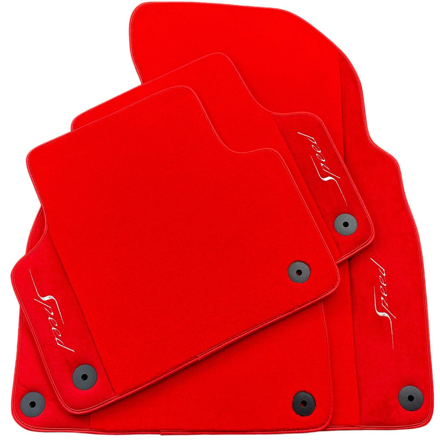 Red Floor Mats For Bentley Bentayga (2015-2023) with Alcantara Leather - AutoWin