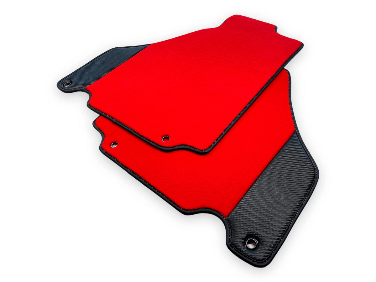 Red Floor Mats For Ferrari 360 Modena 1999-2005 With Carbon Fiber Leather - AutoWin