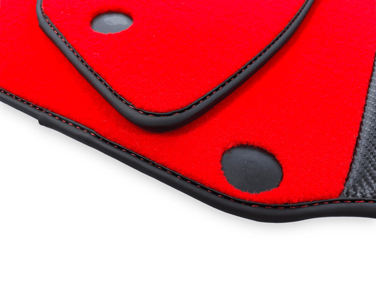 Red Floor Mats For Ferrari F12 Berlinetta (2012-2022) With Carbon Fiber Leather