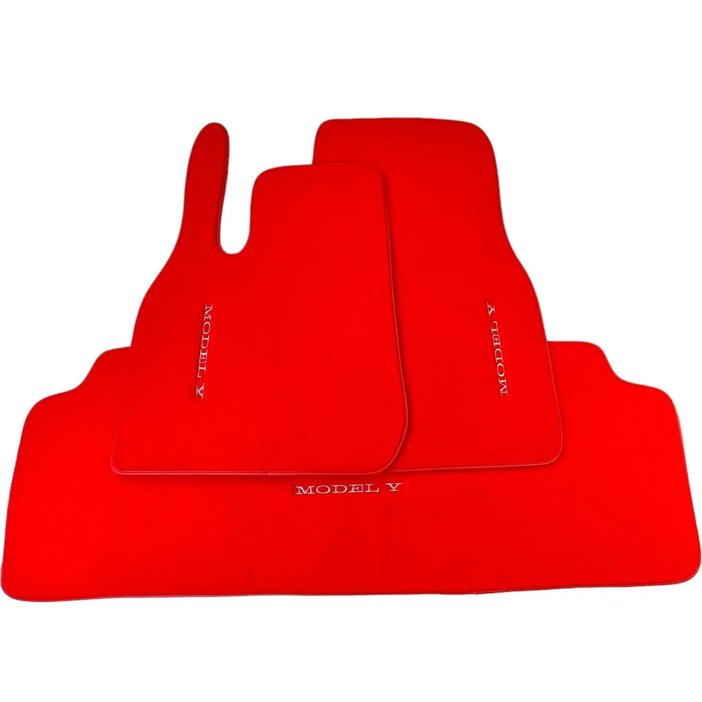 Red Floor Mats for Tesla Model Y (2020-2023) with Red Trim - AutoWin