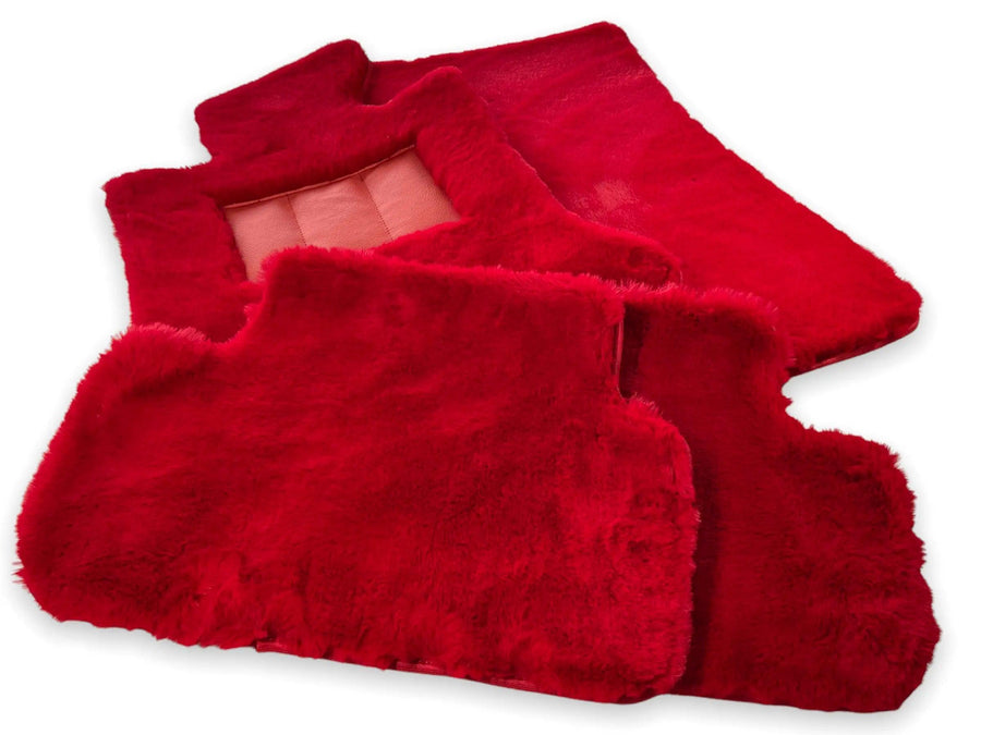 Red Sheepskin Floor Mats For Bentley Flying Spur (2005-2013) Er56 Design Brand - AutoWin